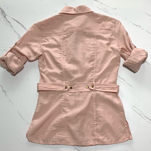 Armani Exchange Baby Pink Semi Sheer Button Down Shirt Blouse Size XS - Picture 9 of 14